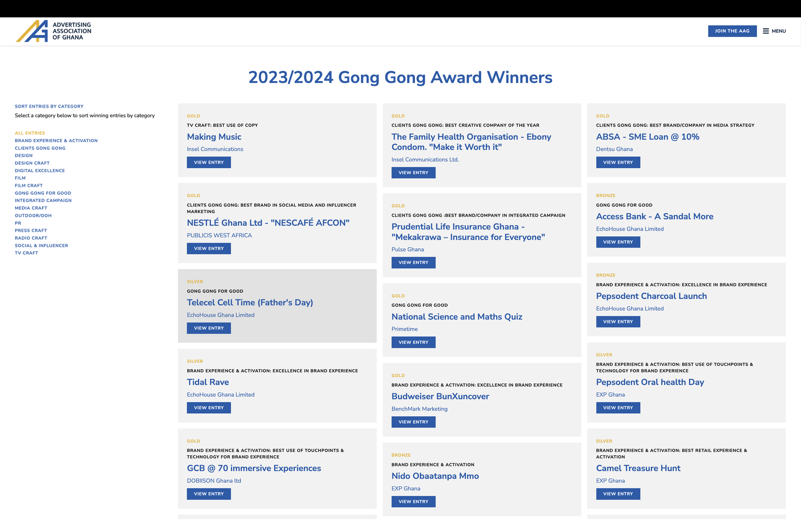 Archive of all Gong Gong Award winners in 2025